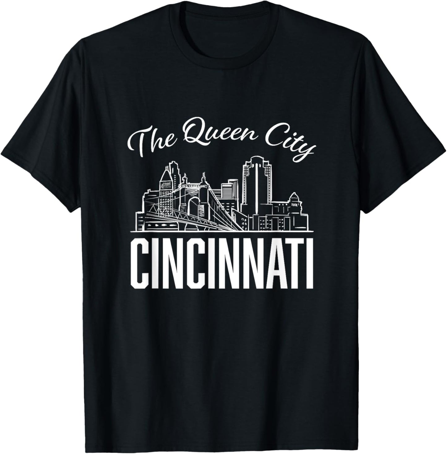 The Queen City Beautiful Cincinnati Ohio City Skyline T-Shirt - T-Shirt | Black