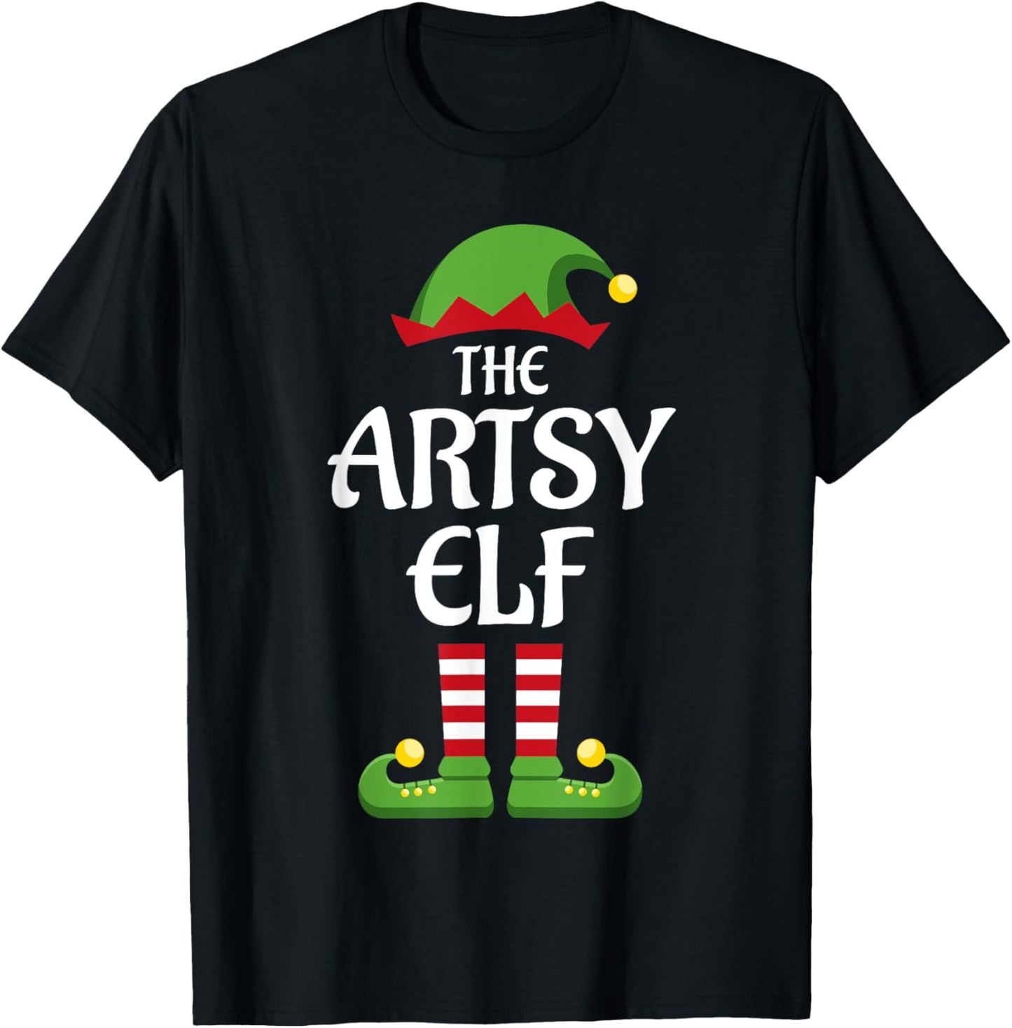 Artsy Elf Family Matching Group Christmas T-Shirt - T-Shirt | Black