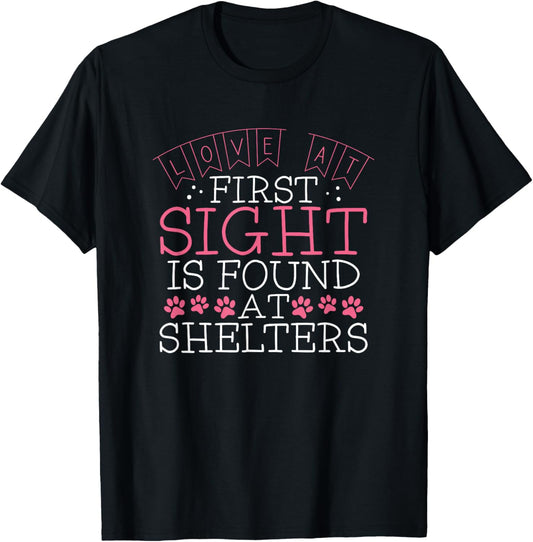 Adopt Rescue Dog Cat Animal Shelter Adoption Valentine's Day T-Shirt - T-Shirt | Black
