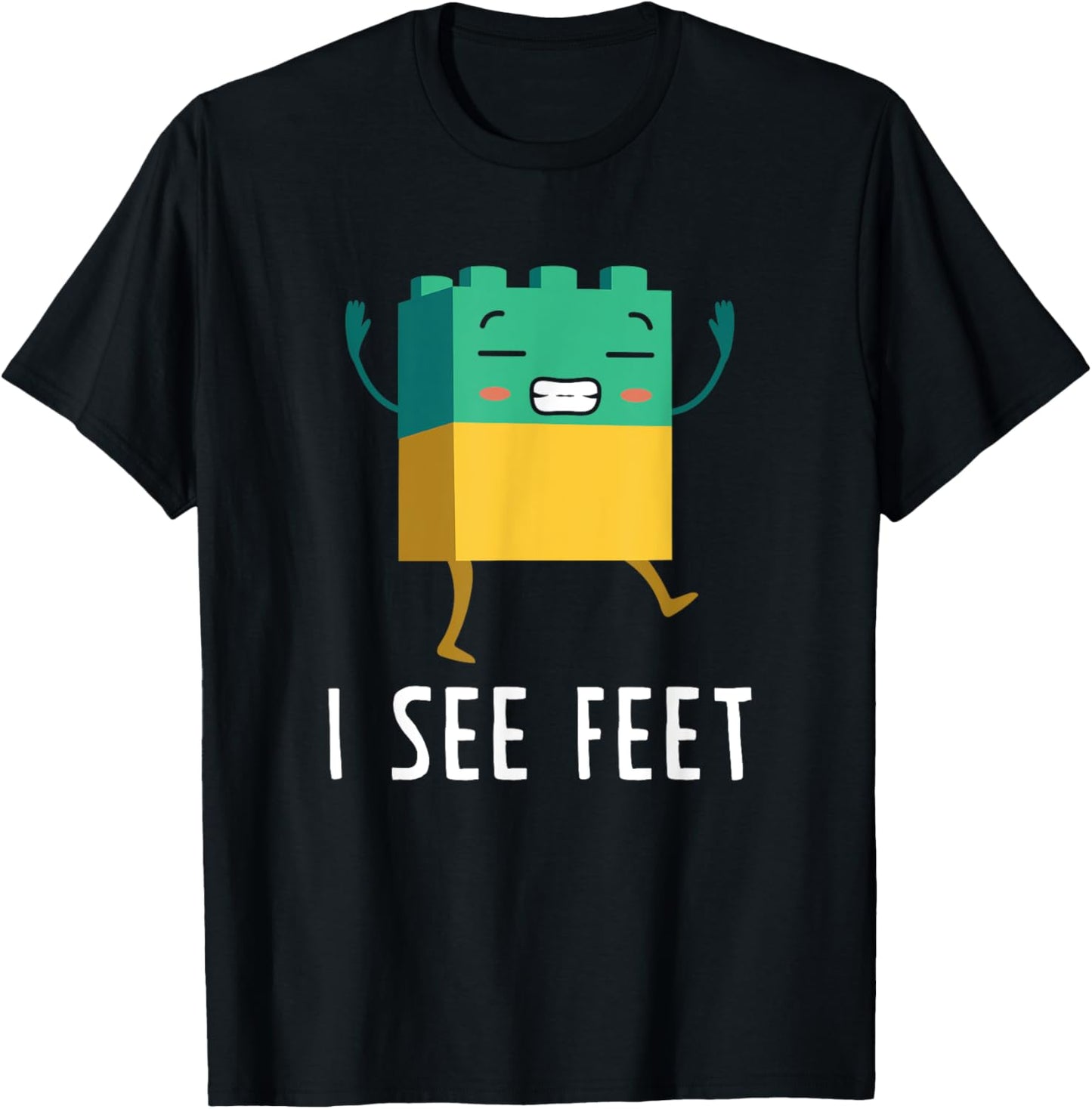 Funny See Feet Big Building Blocks Master Builder Engineer T-Shirt - T-Shirt | Black