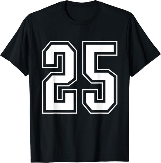 Varsity Jersey Number 25 T-Shirt - T-Shirt | Black
