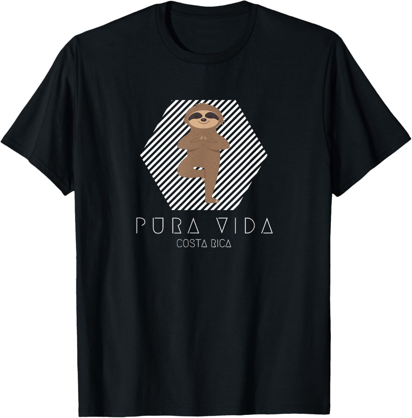 Costa Rica Yoga Sloth Pura Vida Souvenir T-Shirt - T-Shirt | Black