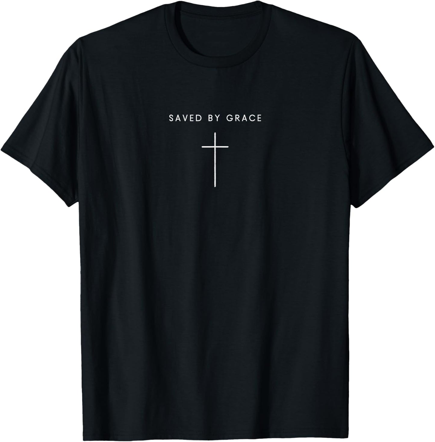 Saved By Grace Cross - Minimalist Christian Religious Jesus T-Shirt - T-Shirt | Black