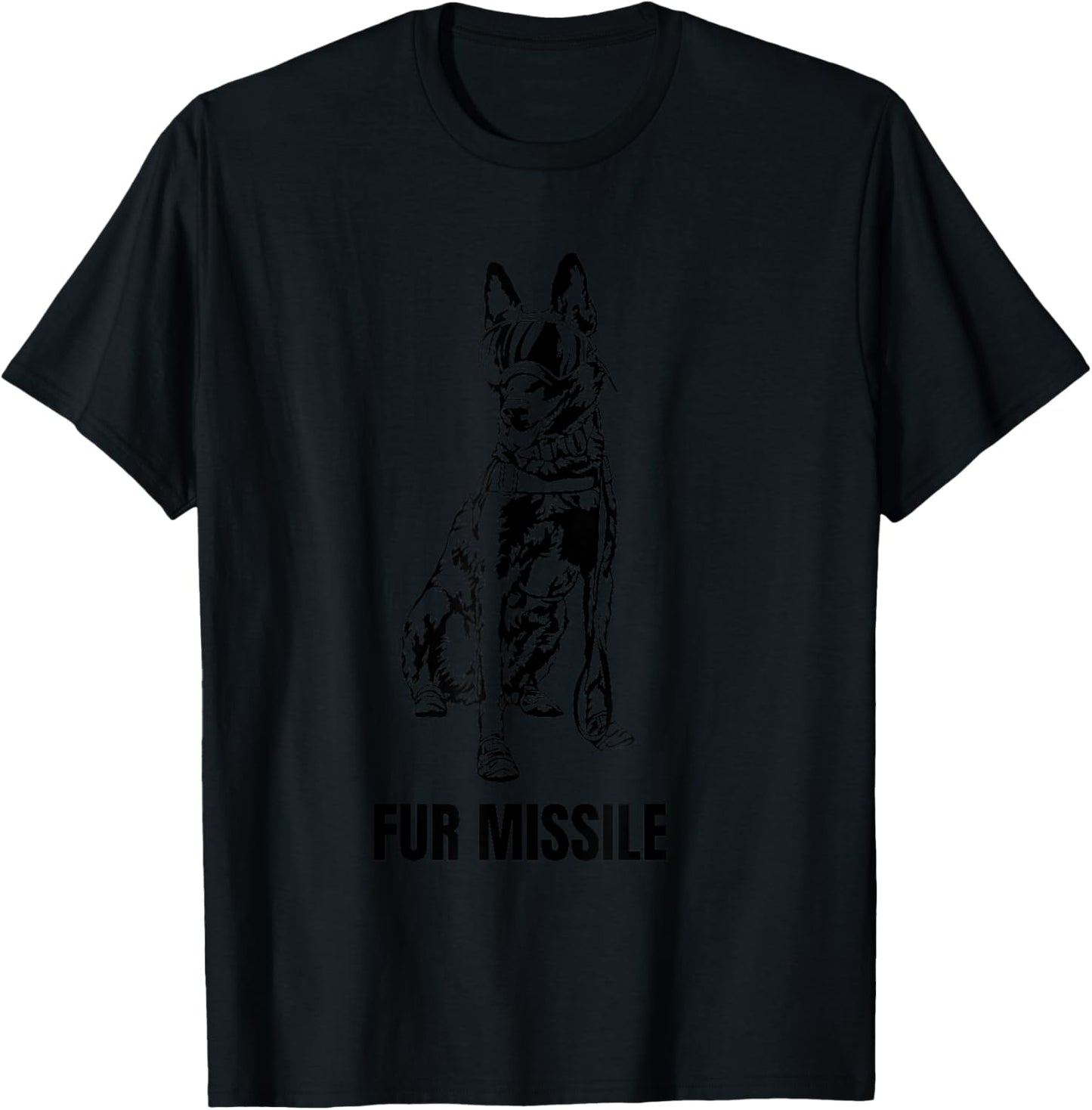 Fur Missile - Funny Black Belgian Malinois Dog Shirt T-Shirt - T-Shirt | Black