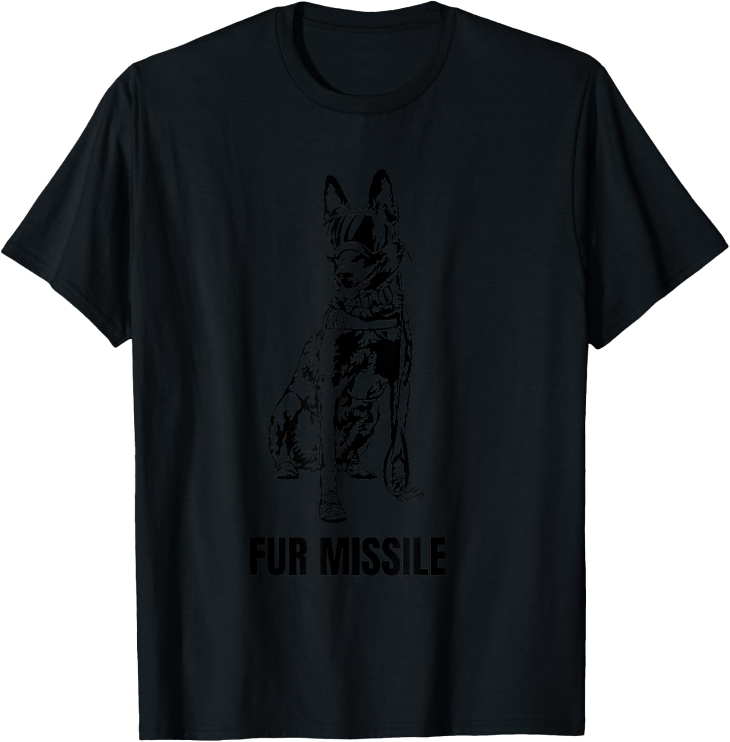 Fur Missile - Funny Black Belgian Malinois Dog Shirt T-Shirt - T-Shirt | Black