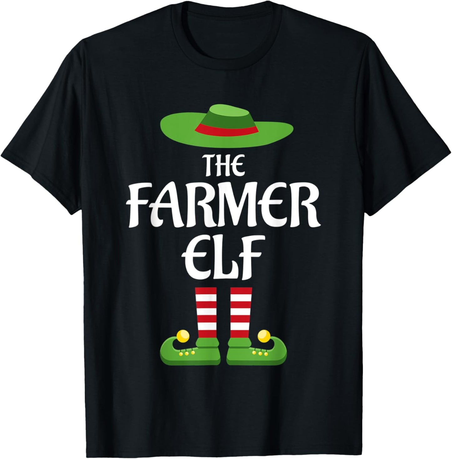 Farmer Elf Family Matching Group Christmas T-Shirt - T-Shirt | Black