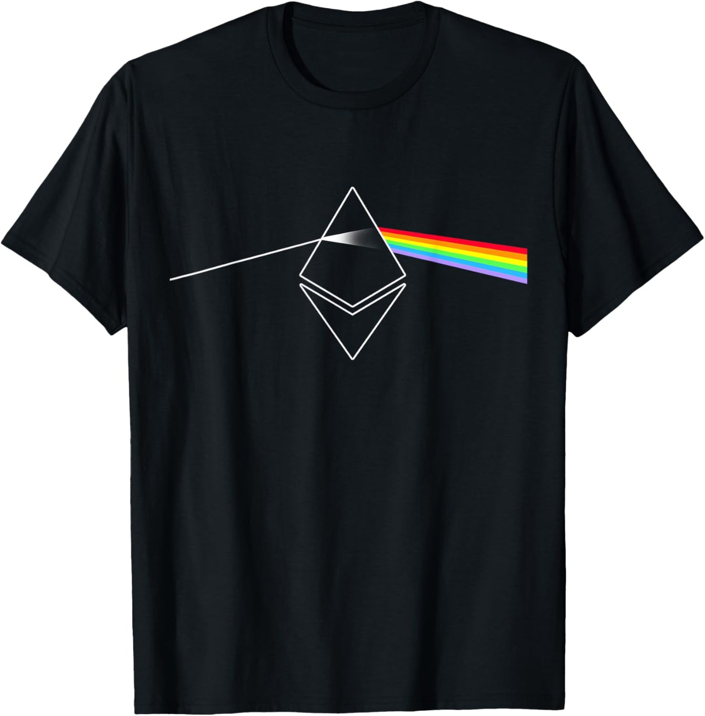 Miftees Crypto Ethereum Prism Rainbow Light -Adults Black T-Shirt - T-Shirt | Black