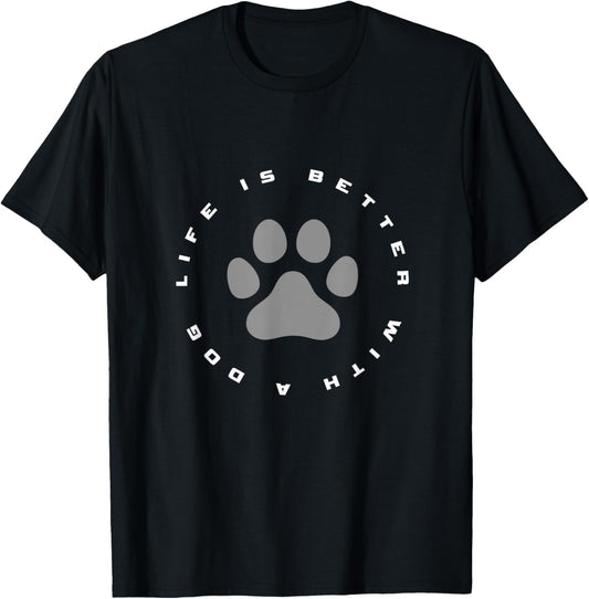 Dog Paw Print T-Shirt - T-Shirt | Black