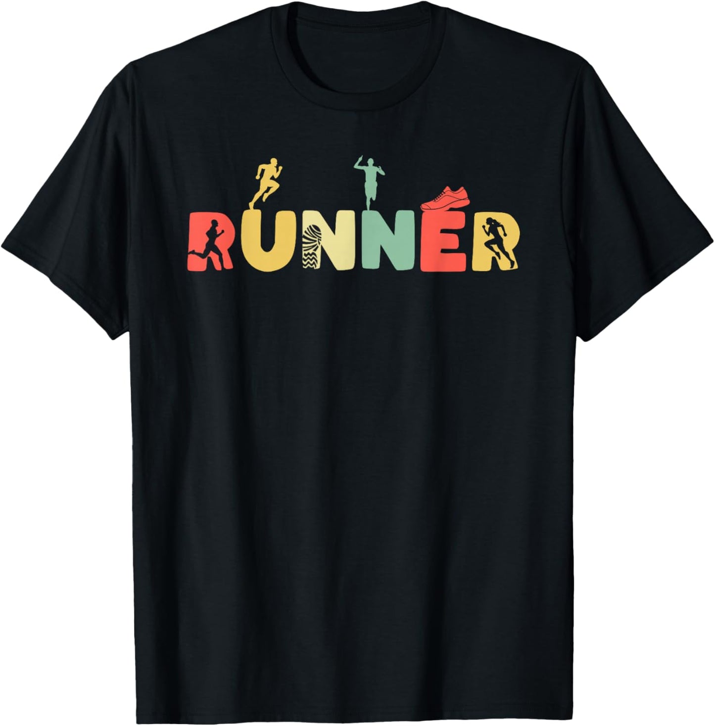 Retro Jogging Running Sports Jogging Runner – Vintage Runner T-Shirt - T-Shirt | Black