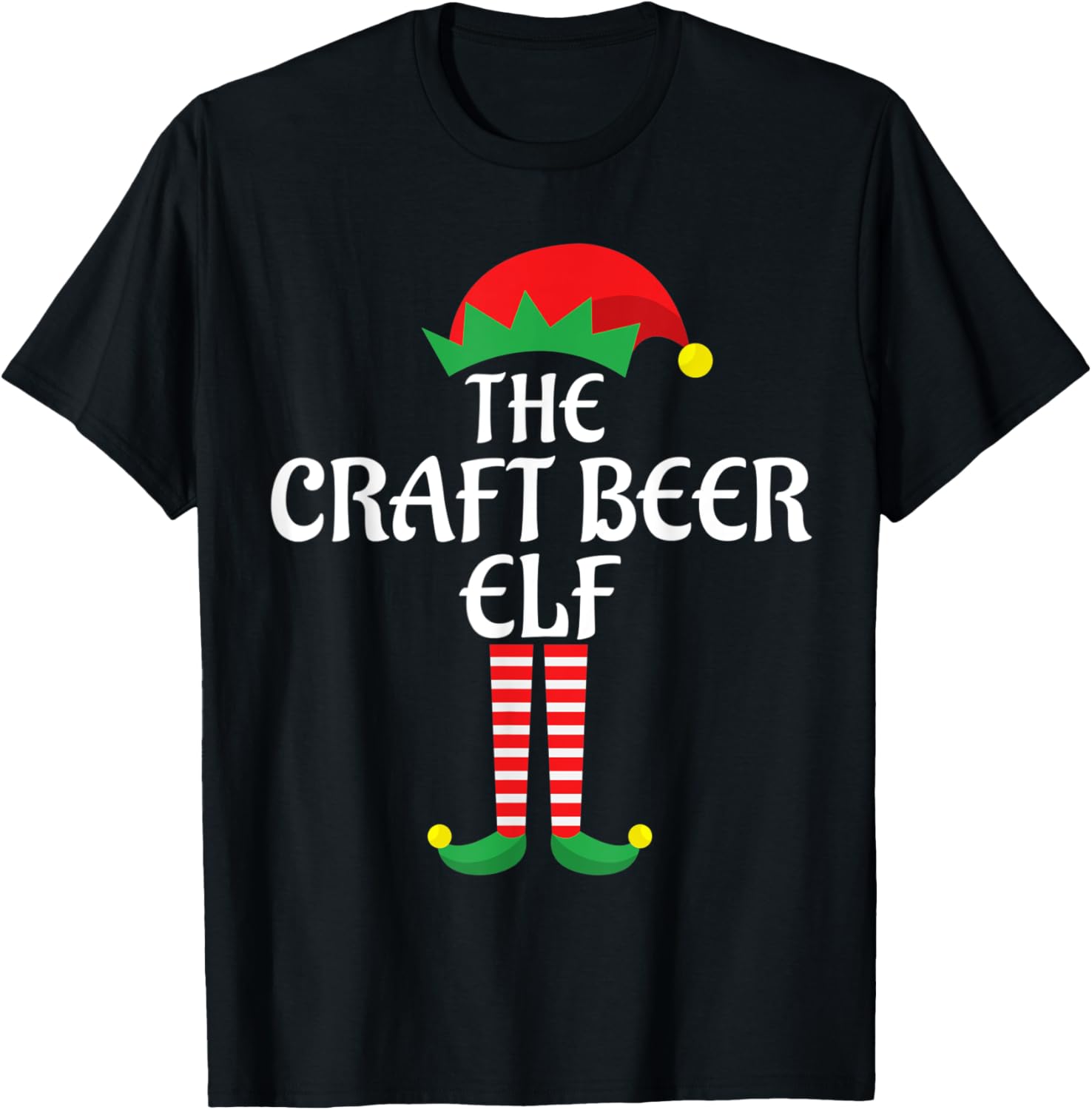 Craft Beer Elf Christmas Theme Holiday Family Matching Xmas T-Shirt - T-Shirt | Black