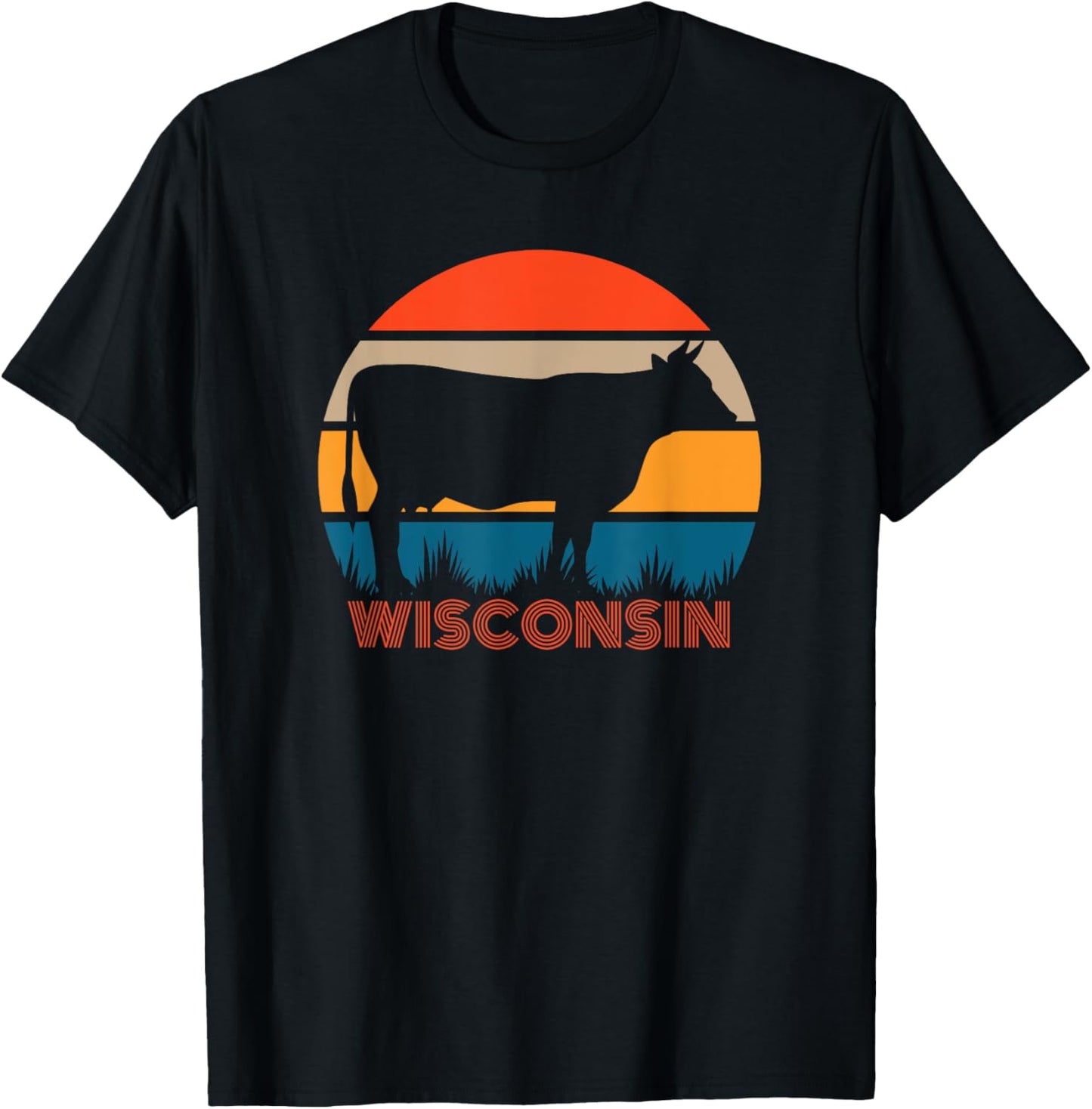 Cow Heifer Farm Owner State of Wisconsin Dairy Farmer Retro T-Shirt - T-Shirt | Black