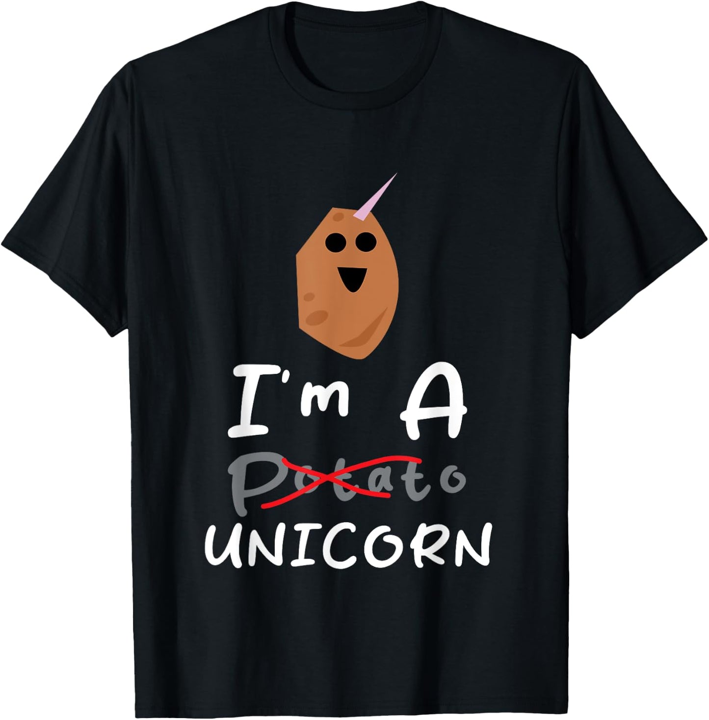 Funny Potato I'm A Potato Unicorn Funny Potato Unicorn Memes T-Shirt - T-Shirt | Black