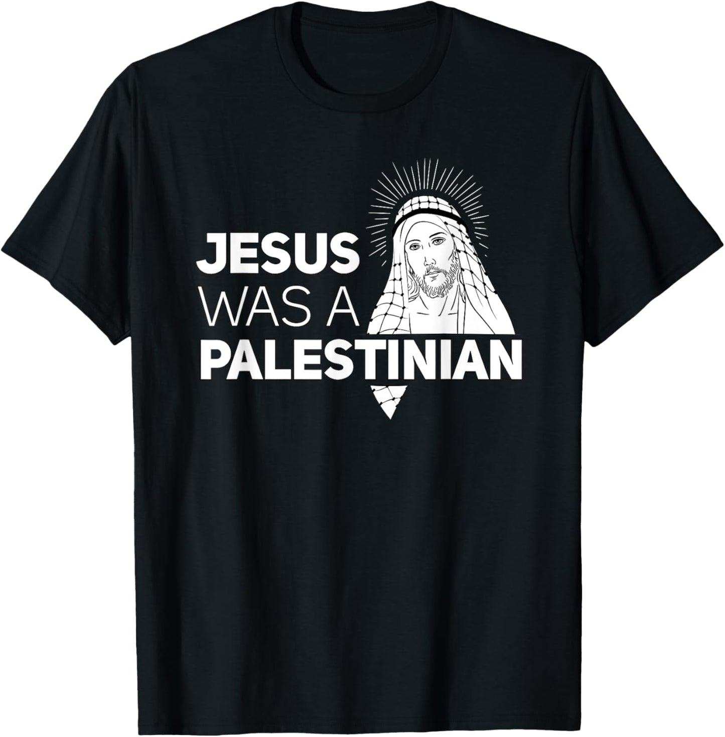 Jesus Was A Palestinian Jesus in Palestinian Keffiyeh Scarf T-Shirt - T-Shirt | Black