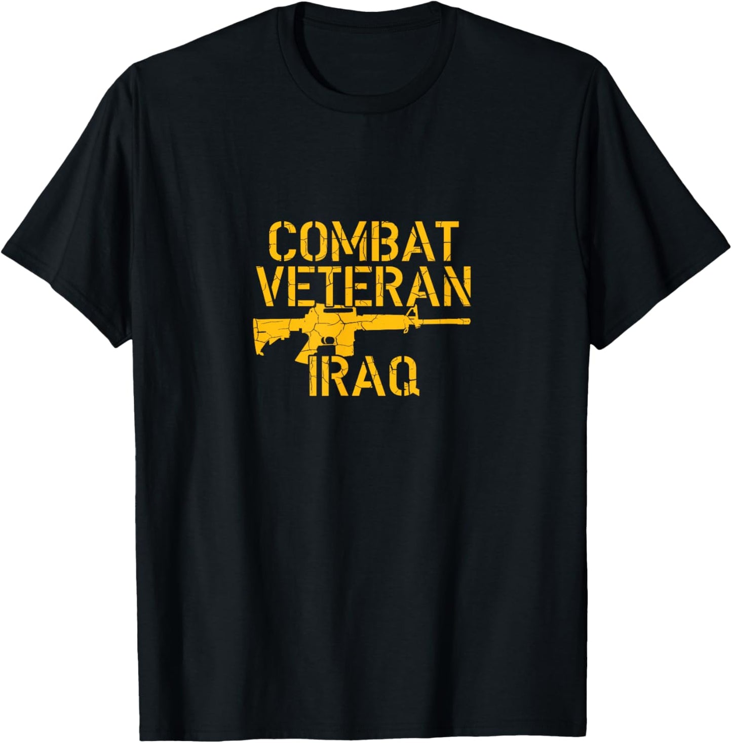 Military Veteran Gift Combat Veteran Iraq Distressed Gift T-Shirt - T-Shirt | Black