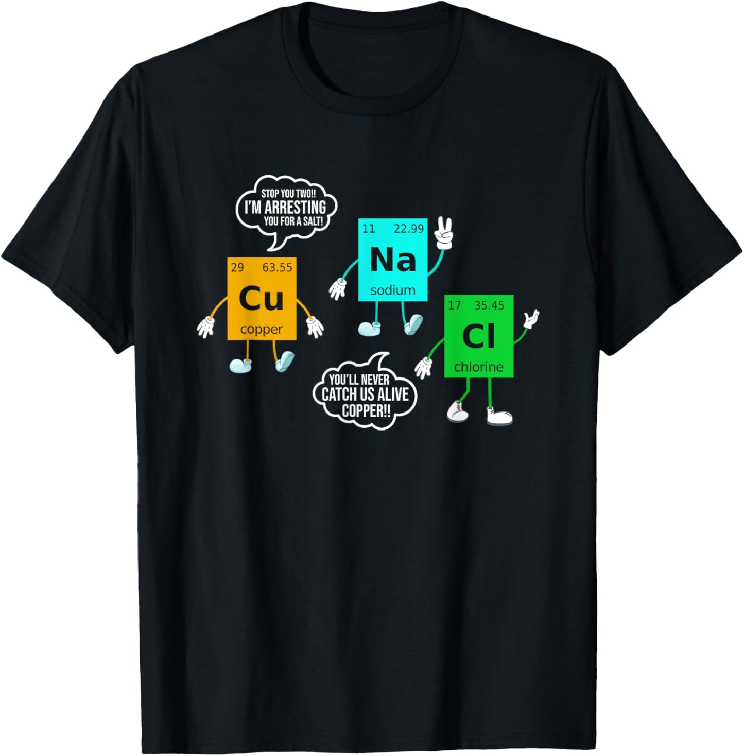 Salt And Copper Periodic Table Funny Chemistry Student T-Shirt - T-Shirt | Black