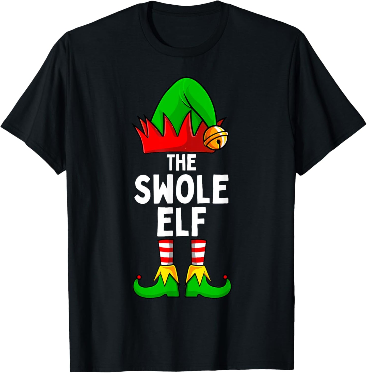 Swole Elf Matching Family Christmas T-Shirt - T-Shirt | Black