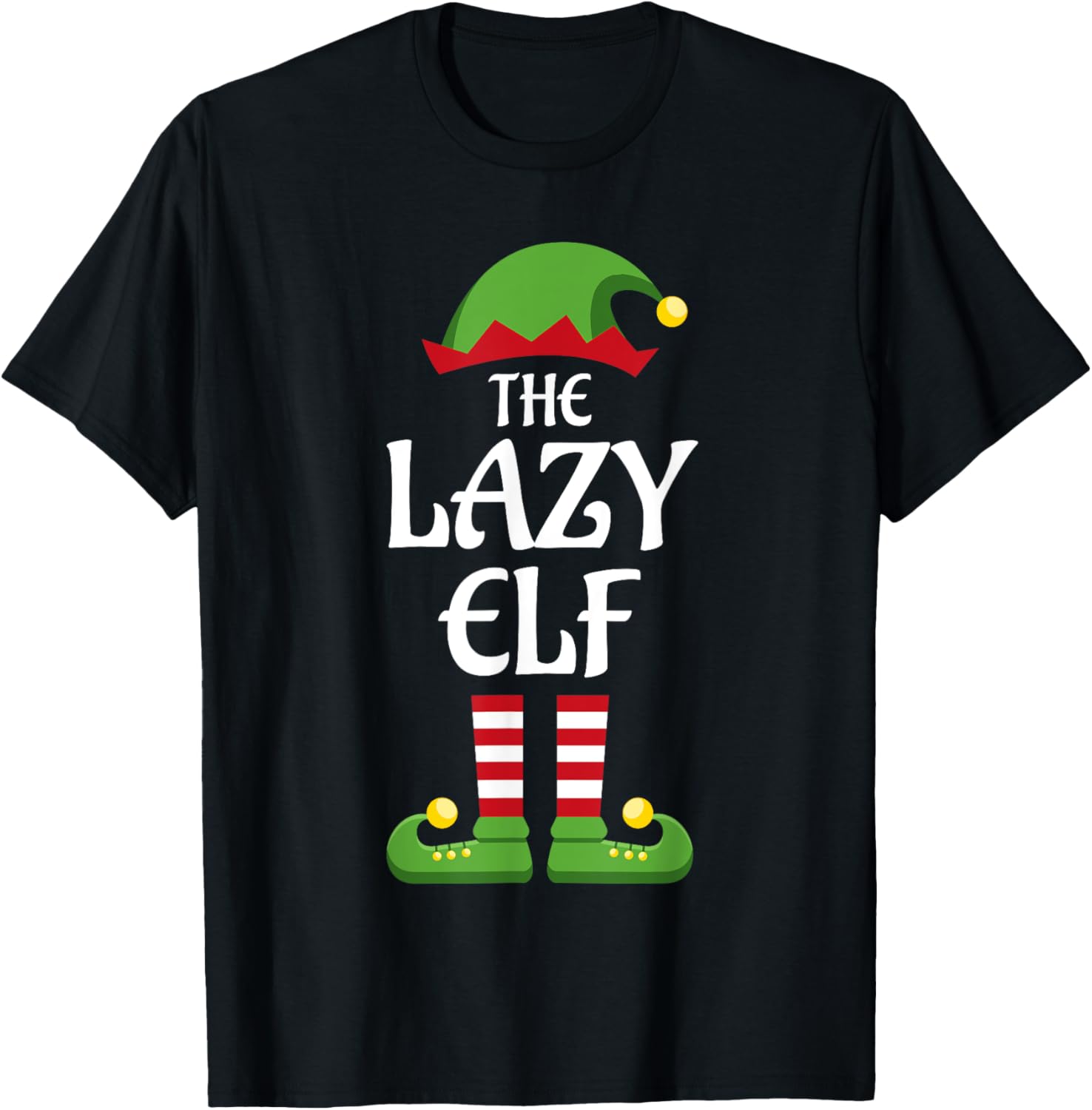 Lazy Elf Family Matching Group Christmas T-Shirt - T-Shirt | Black