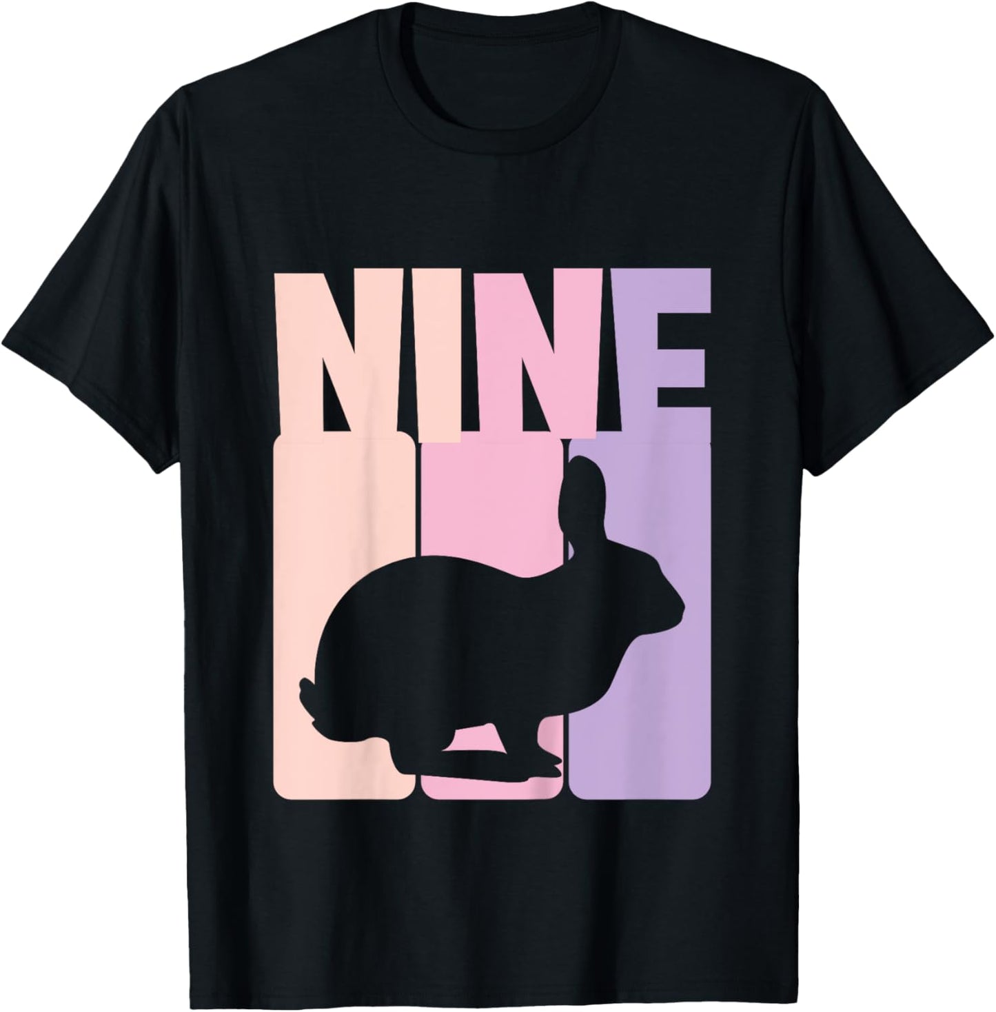 9th Birthday Girl Bunny 9 Years Rabbit Birthday T-Shirt - T-Shirt | Black