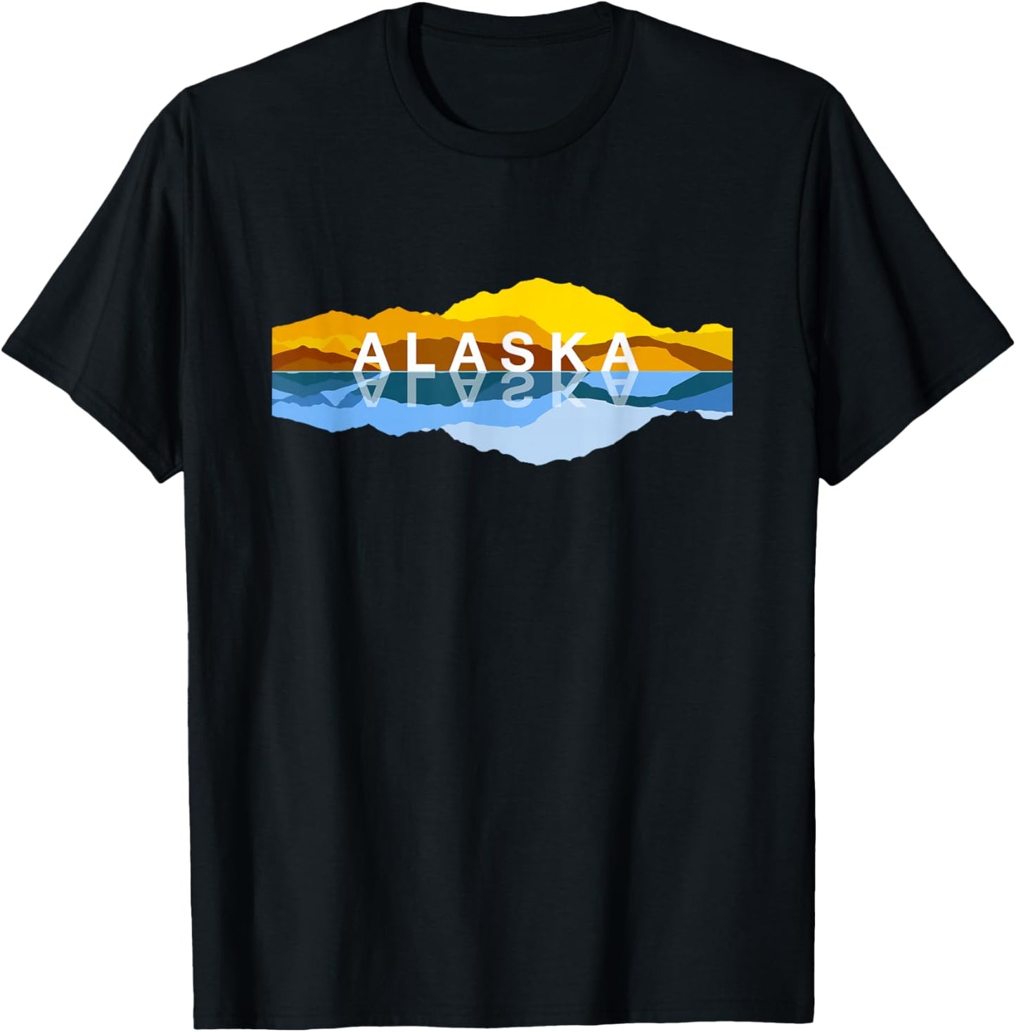 Alaska Mountain Reflections - Denali Mountain Souvenir T-Shirt - T-Shirt | Black