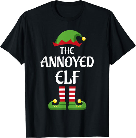 Annoyed Elf Family Matching Group Christmas T-Shirt - T-Shirt | Black