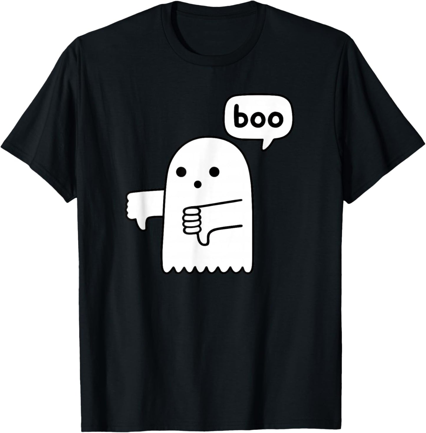 Funny Thumbs Down Ghost Screaming Boo Disapproval T-Shirt - T-Shirt | Black