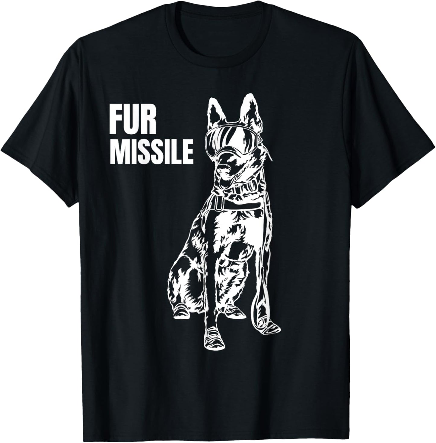 Fur Missile - Funny Beligian Malinois Dog Shirt Men Women T-Shirt - T-Shirt | Black
