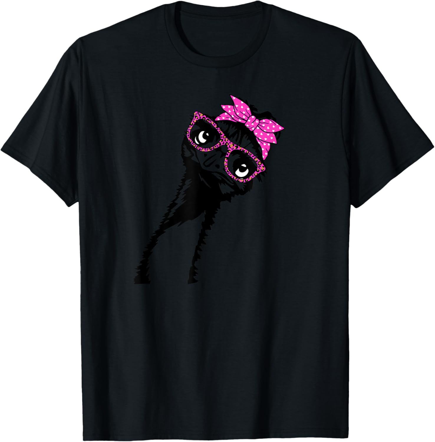 Emu Bird with bandana glasses T-Shirt - T-Shirt | Black