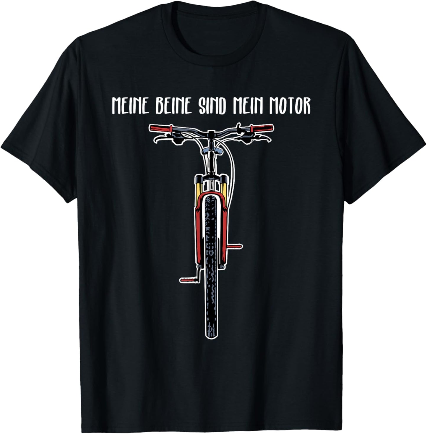 Funny Bicycle with German Text "My Legs Are My Motor" T-Shirt - T-Shirt | Black