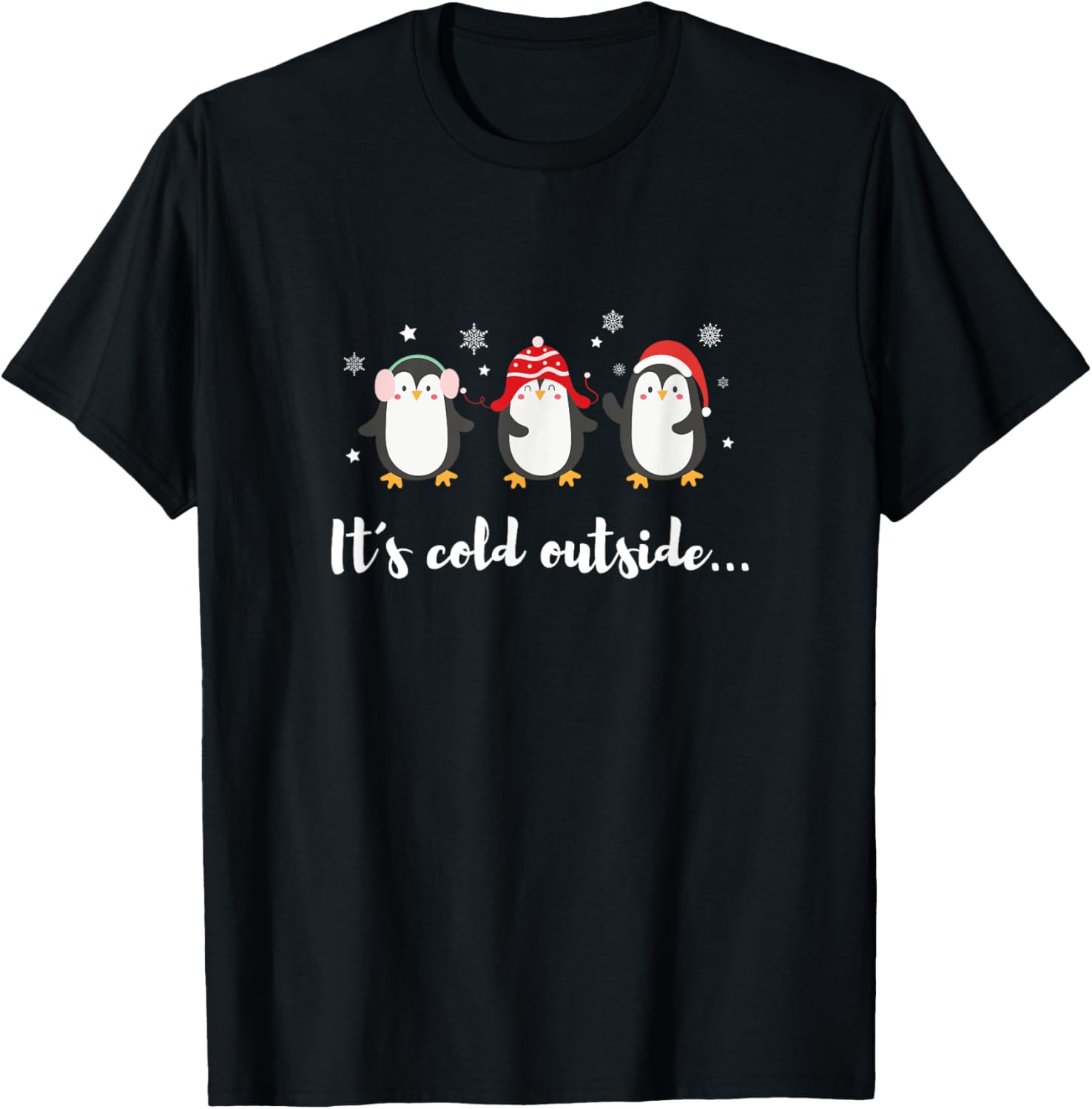 Penguins Christmas T-Shirt - T-Shirt | Black