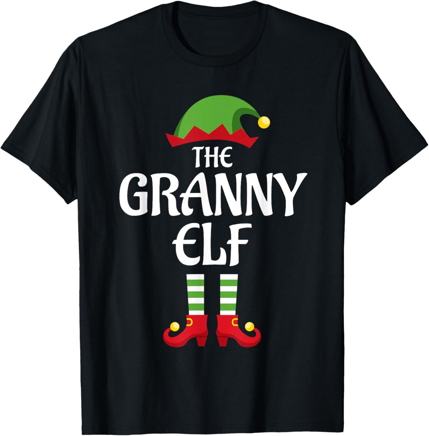 Granny Elf Family Matching Group Christmas Grandma T-Shirt - T-Shirt | Black