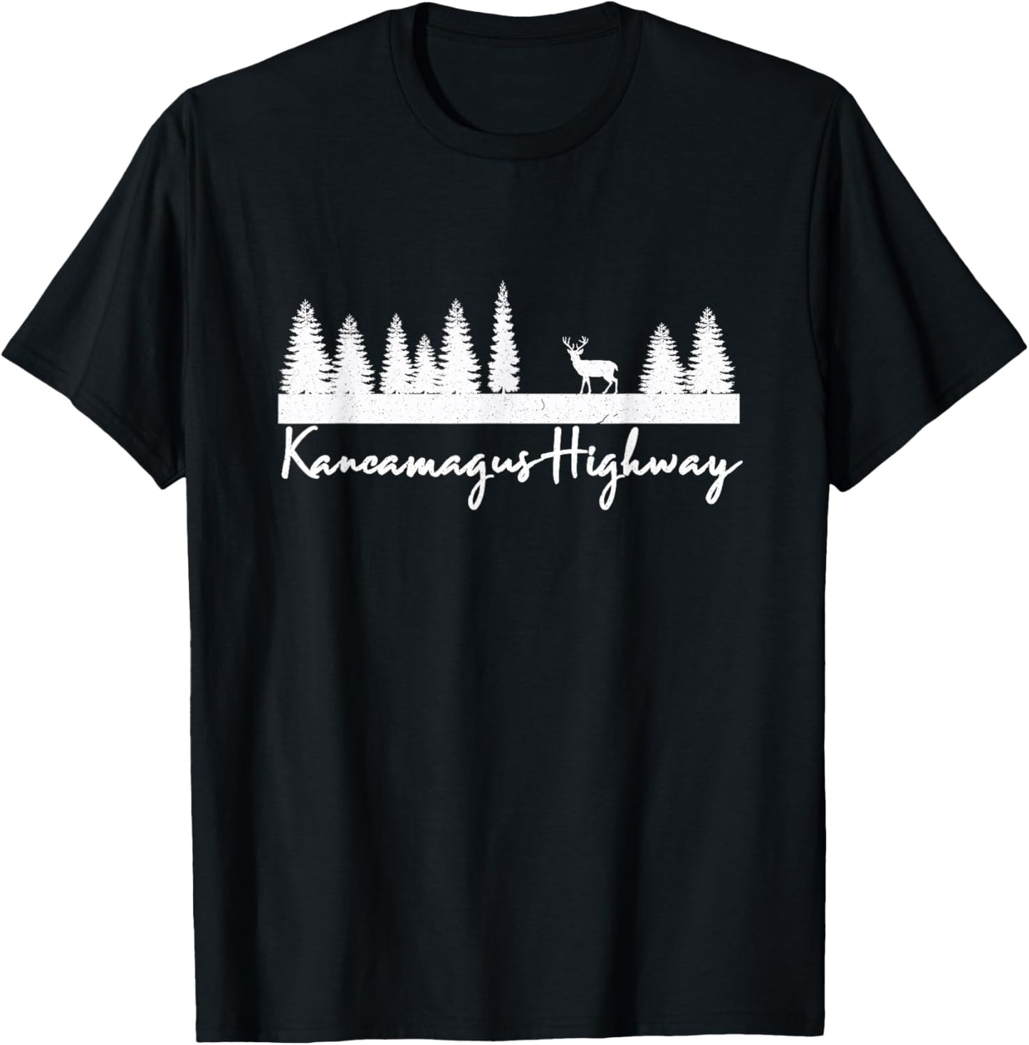 Kancamagus Highway New Hampshire Deer Buck Vacation Camping T-Shirt - T-Shirt | Black