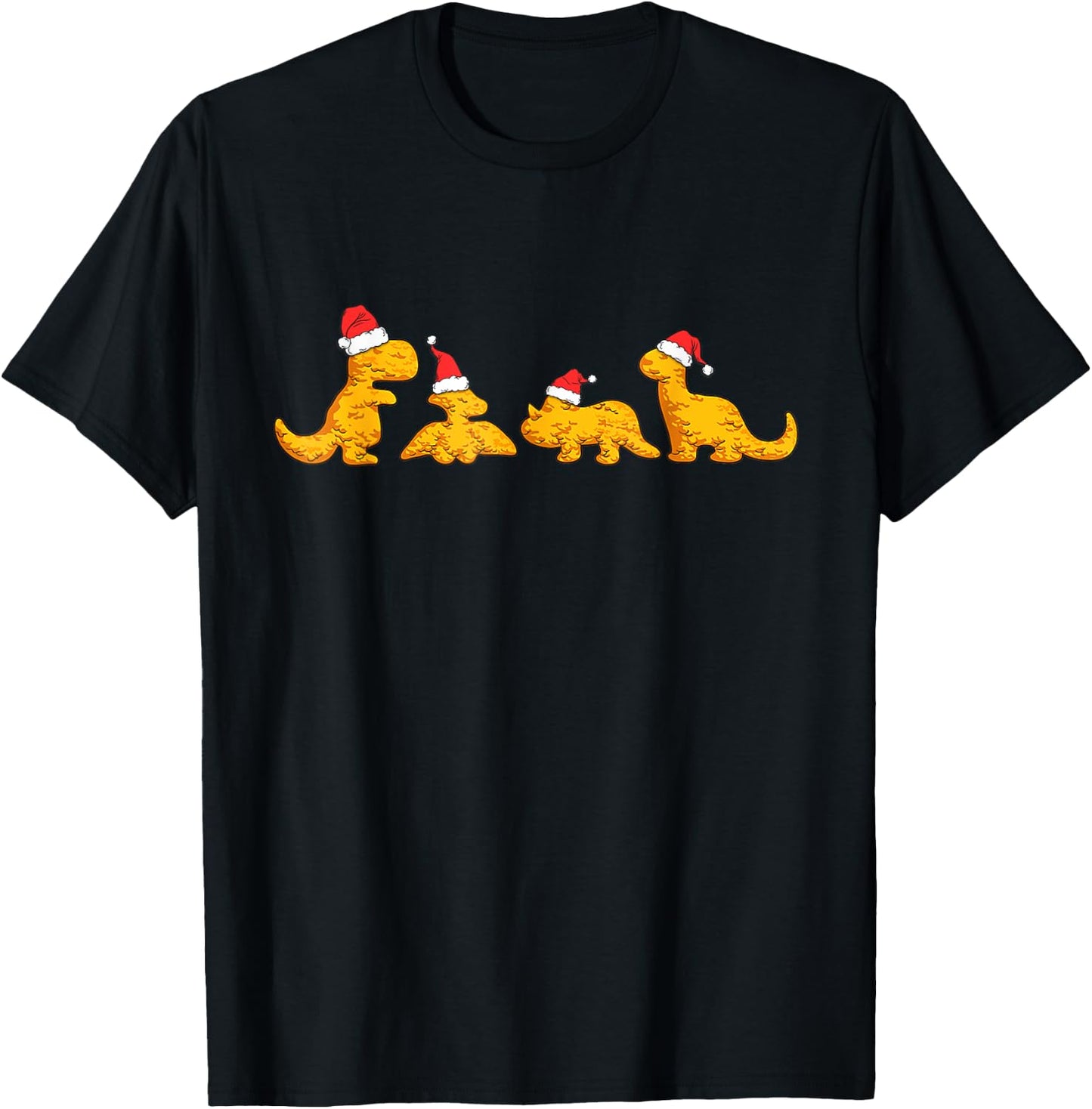 Dino Chicken Nuggets Funny Dinosaur Shape Nuggets Christmas T-Shirt - T-Shirt | Black