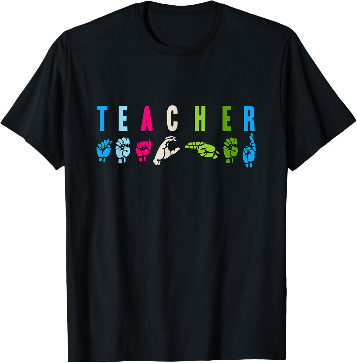 Proud Teacher ASL Sign Language Gestures T-Shirt - T-Shirt | Black