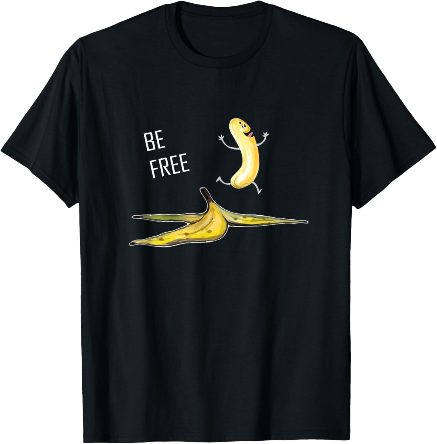 Be Free Banana Nudist Funny Nudist Funny Banana T-Shirt - T-Shirt | Black