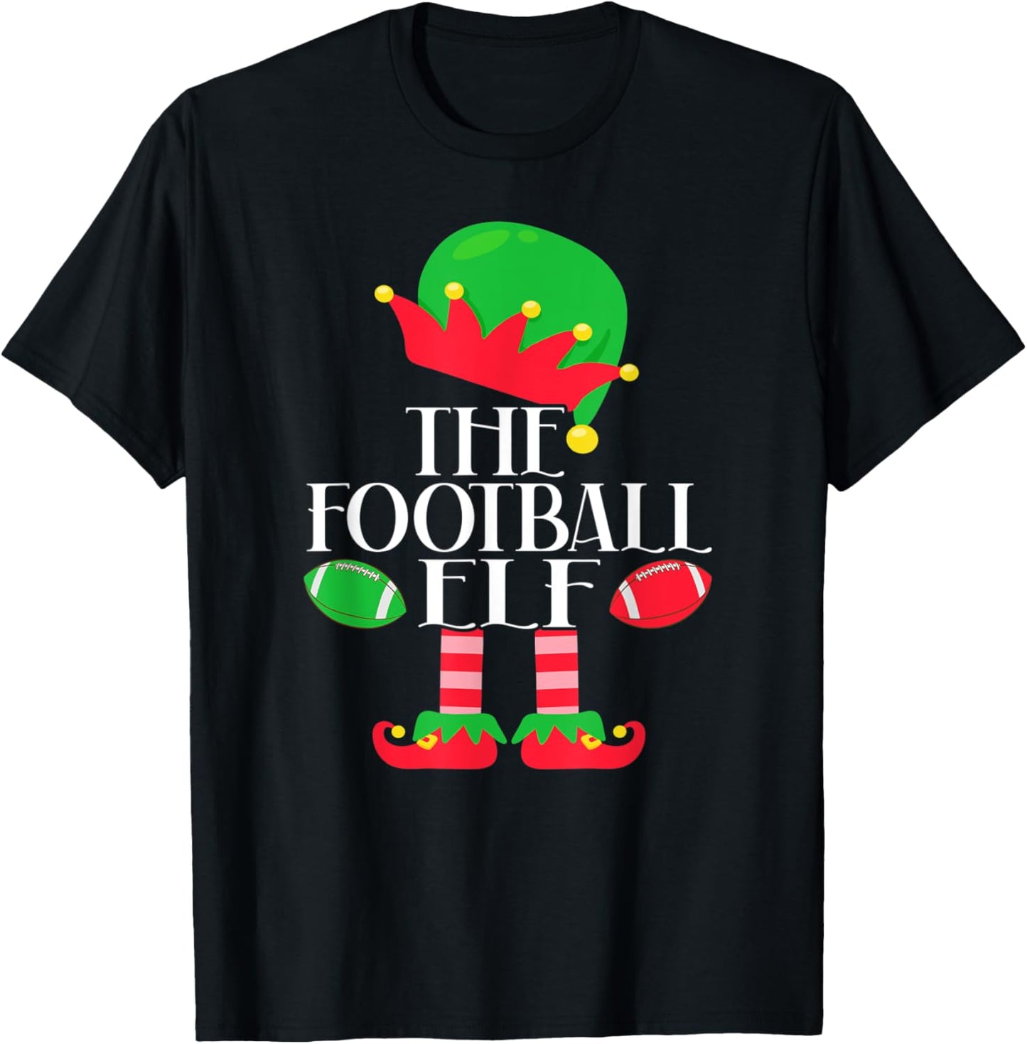 The Football Elf Christmas Party Pajama Costume T-Shirt - T-Shirt | Black