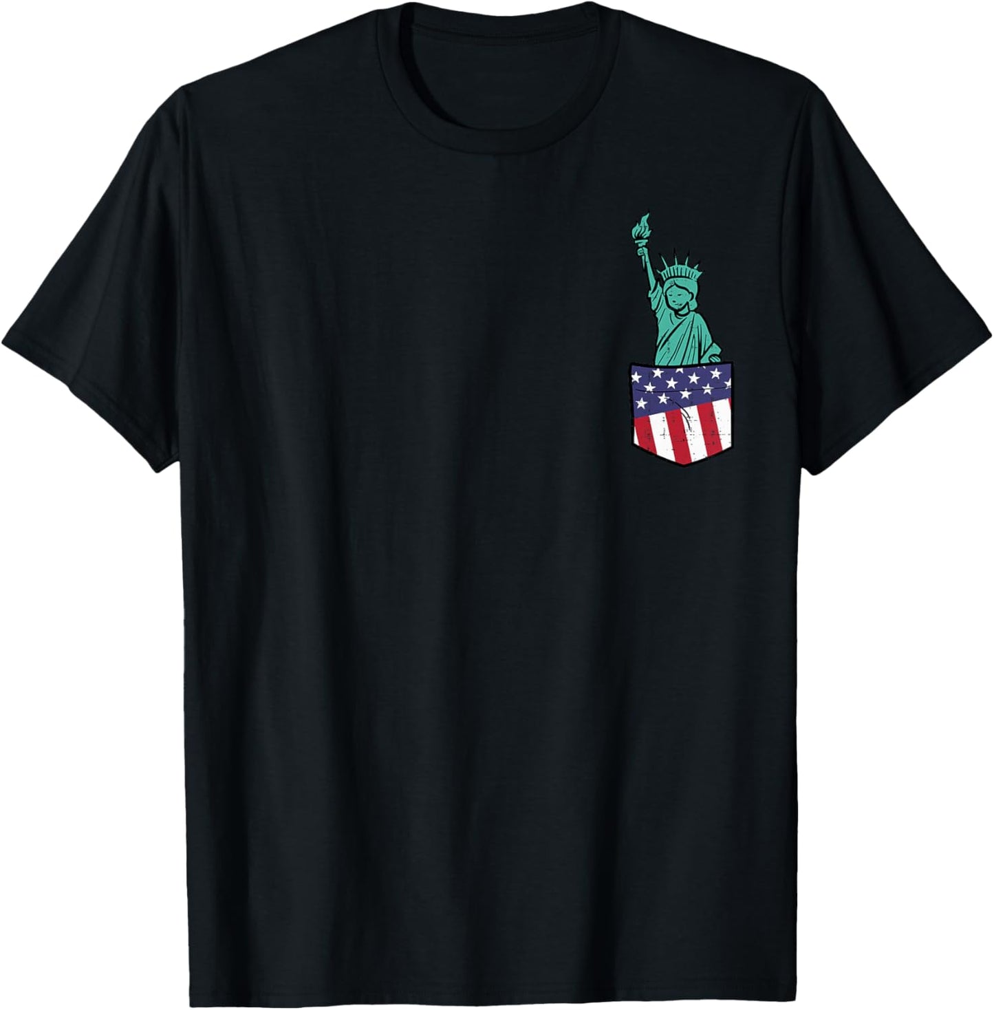 Statue Of Liberty Pocket Fourth 4th Fourth Of July Patriot T-Shirt - T-Shirt | Black