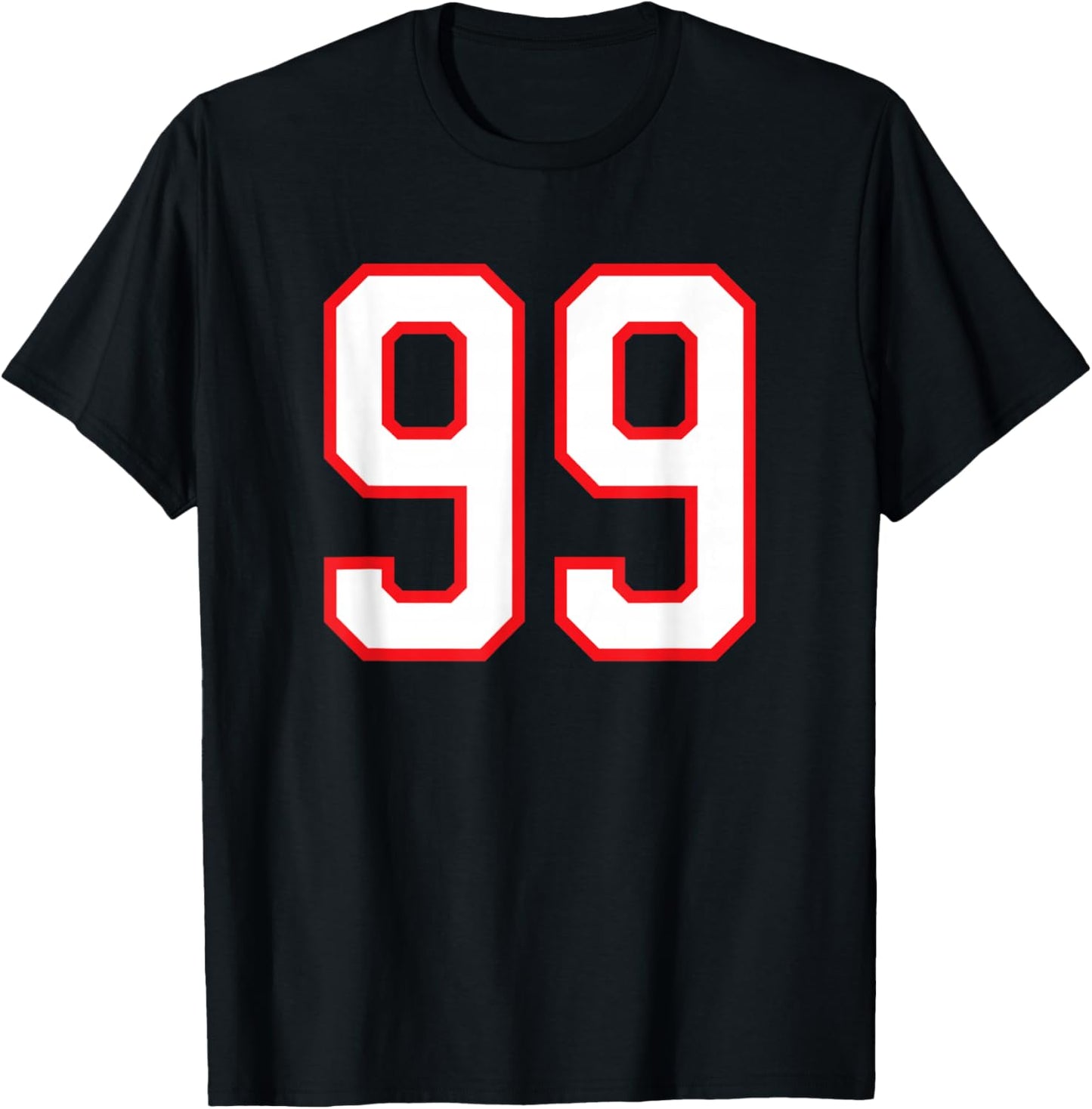 White Red Sports Team Number #99 T-Shirt - T-Shirt | Black