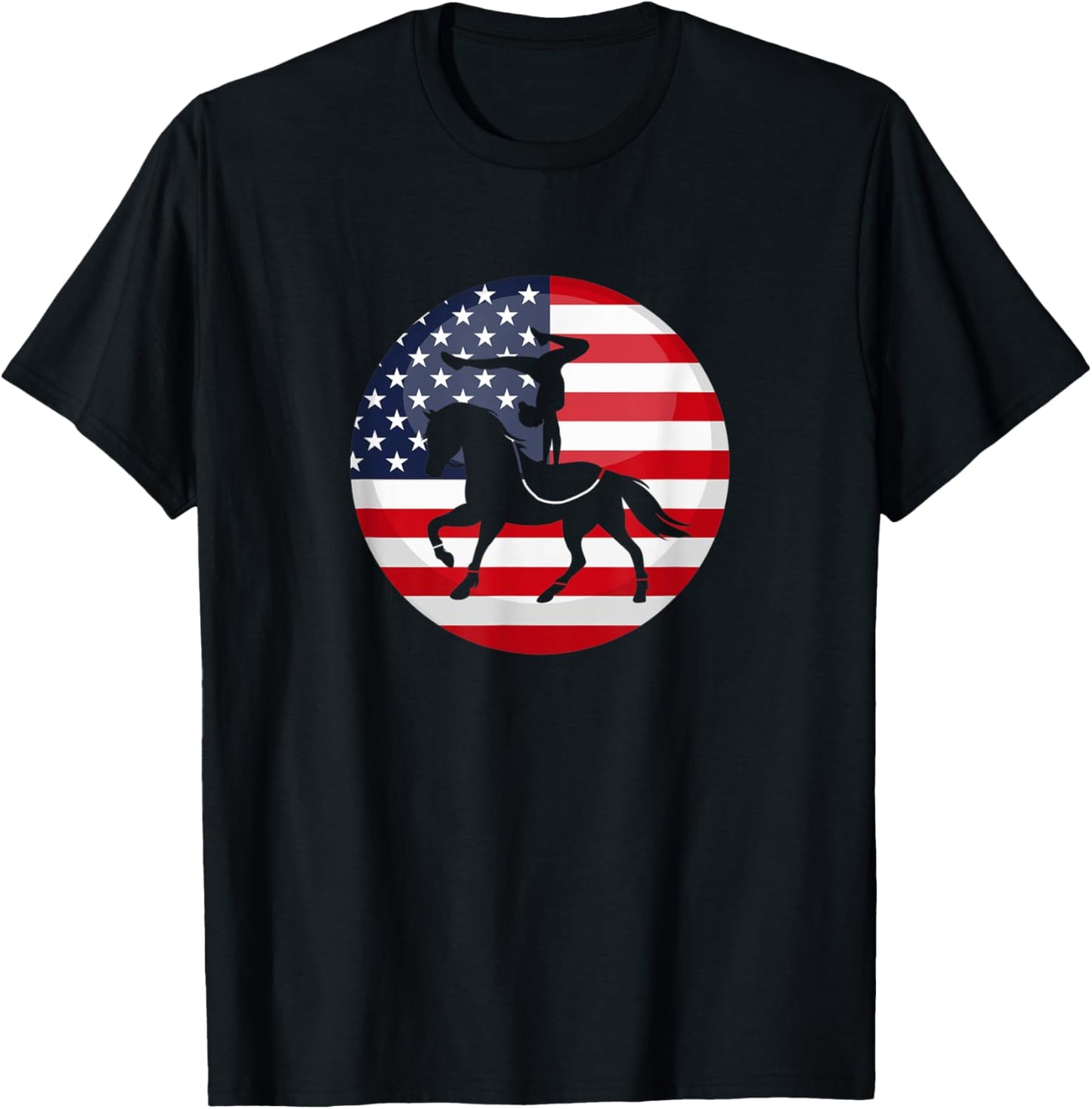 Equestrian Vaulting Horse US Flag Vaulters T-Shirt - T-Shirt | Black
