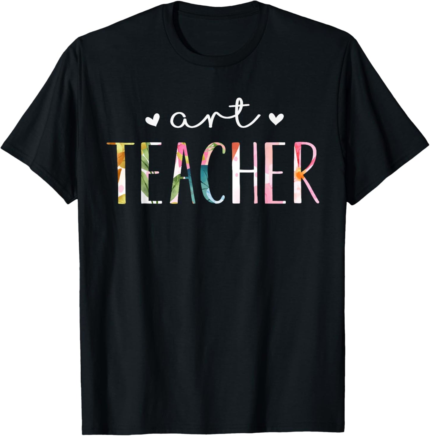 Art Teacher Cute Floral Design , Black T-Shirt - T-Shirt | Black