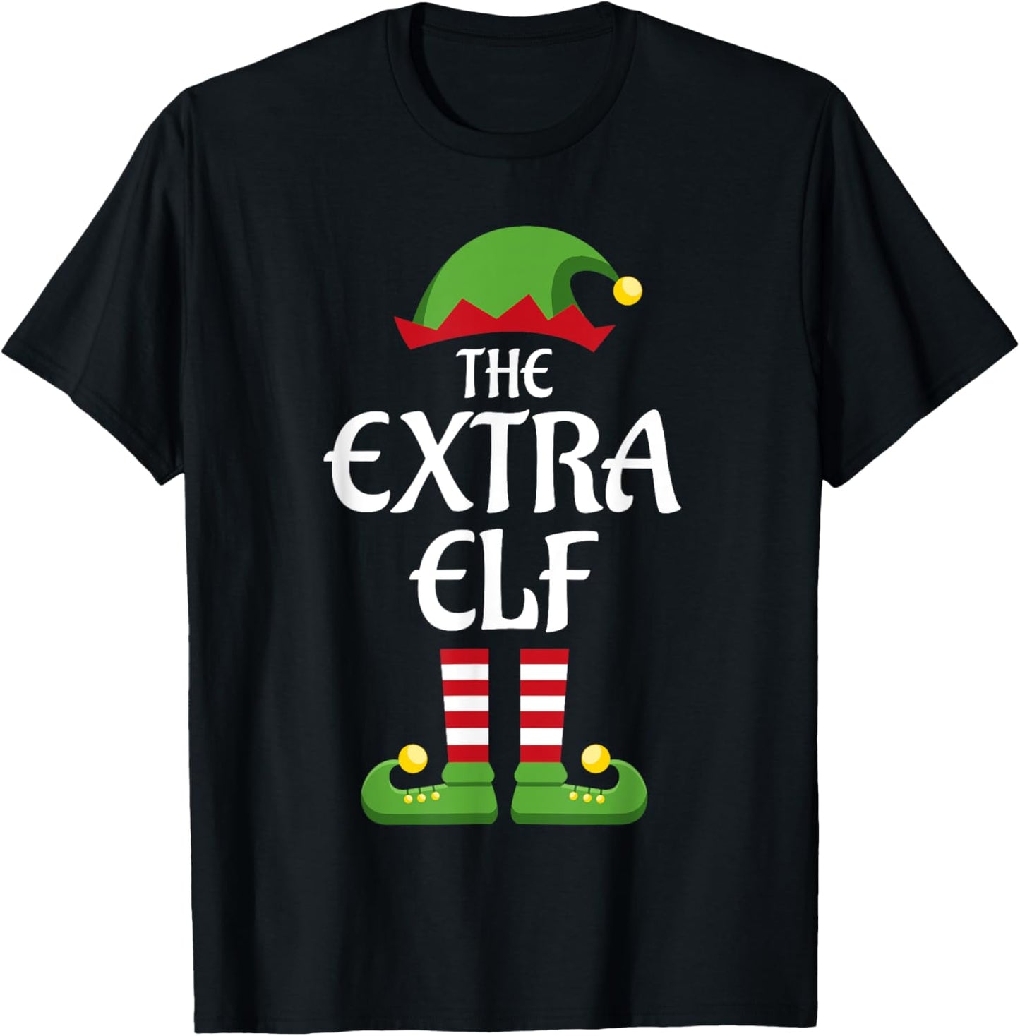 Extra Elf Family Matching Group Christmas T-Shirt - T-Shirt | Black