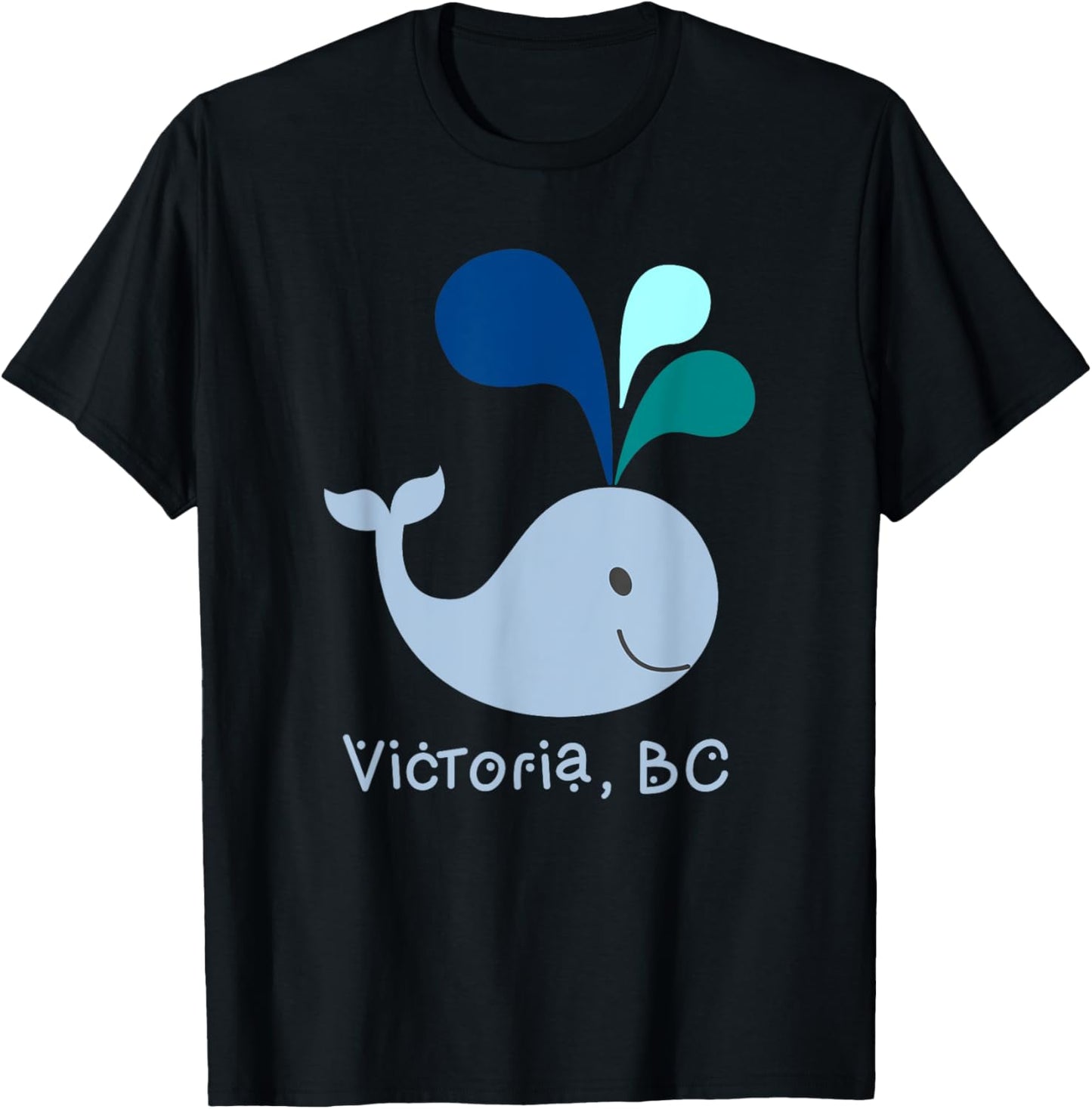 Victoria BC Canada Cute Whale Lover Cartoon T-Shirt - T-Shirt | Black