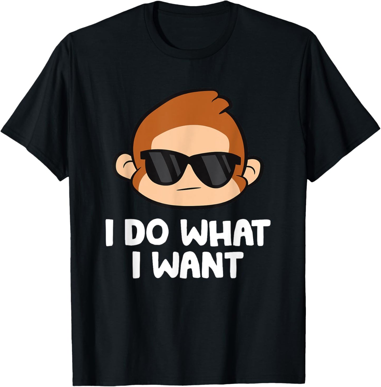 Cute Monkey And Ape And Gifts - Monkey Lover - I Do What I Want Funny Monkey - -Adults, Kids - Black - Small - Short Sleeve - Classic Fit - Cotton, Cotton Blend T-Shirt - T-Shirt | Black