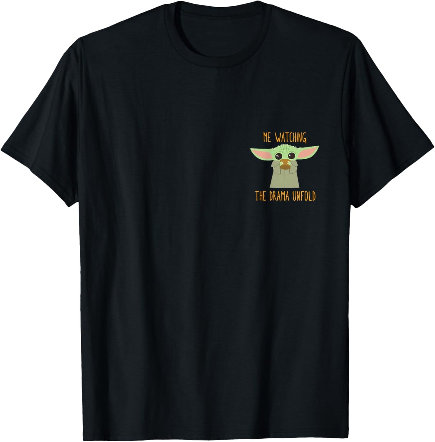 Star Wars The Mandalorian Grogu Me Watching The Drama Meme T-Shirt - T-Shirt | Black