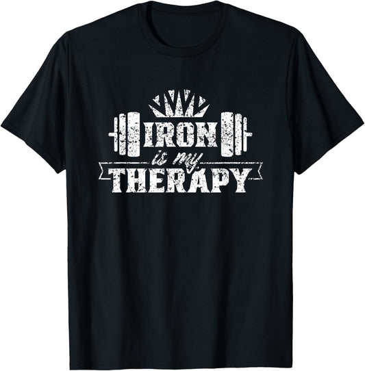Iron Is My Therapy Workout Weightlifting Gym Fitness T-Shirt - T-Shirt | Black