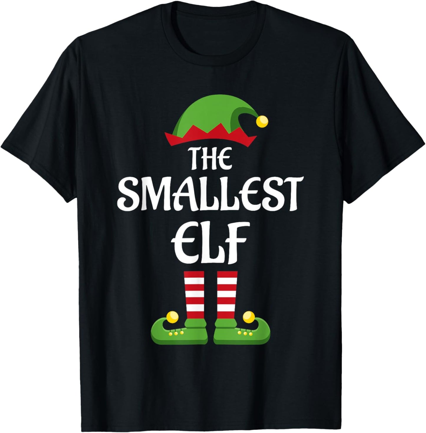 Smallest Elf Family Matching Group Christmas T-Shirt - T-Shirt | Black