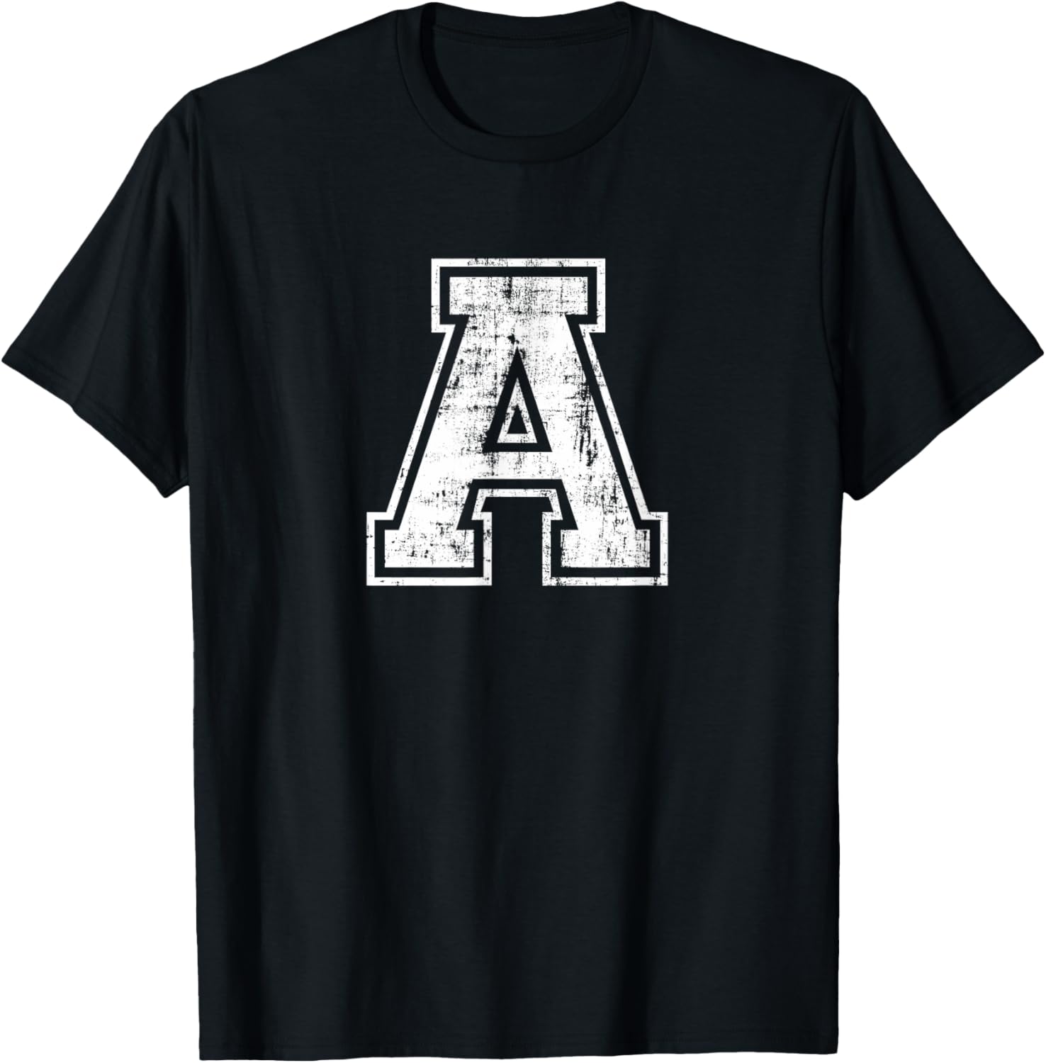 Letter A Uppercase Alphabet Initial School College Varsity T-Shirt - T-Shirt | Black