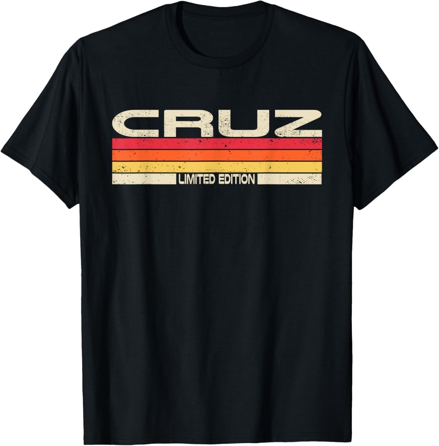 Cruz Surname Birthday Family Reunion 80s 90s Sunset T-Shirt - T-Shirt | Black