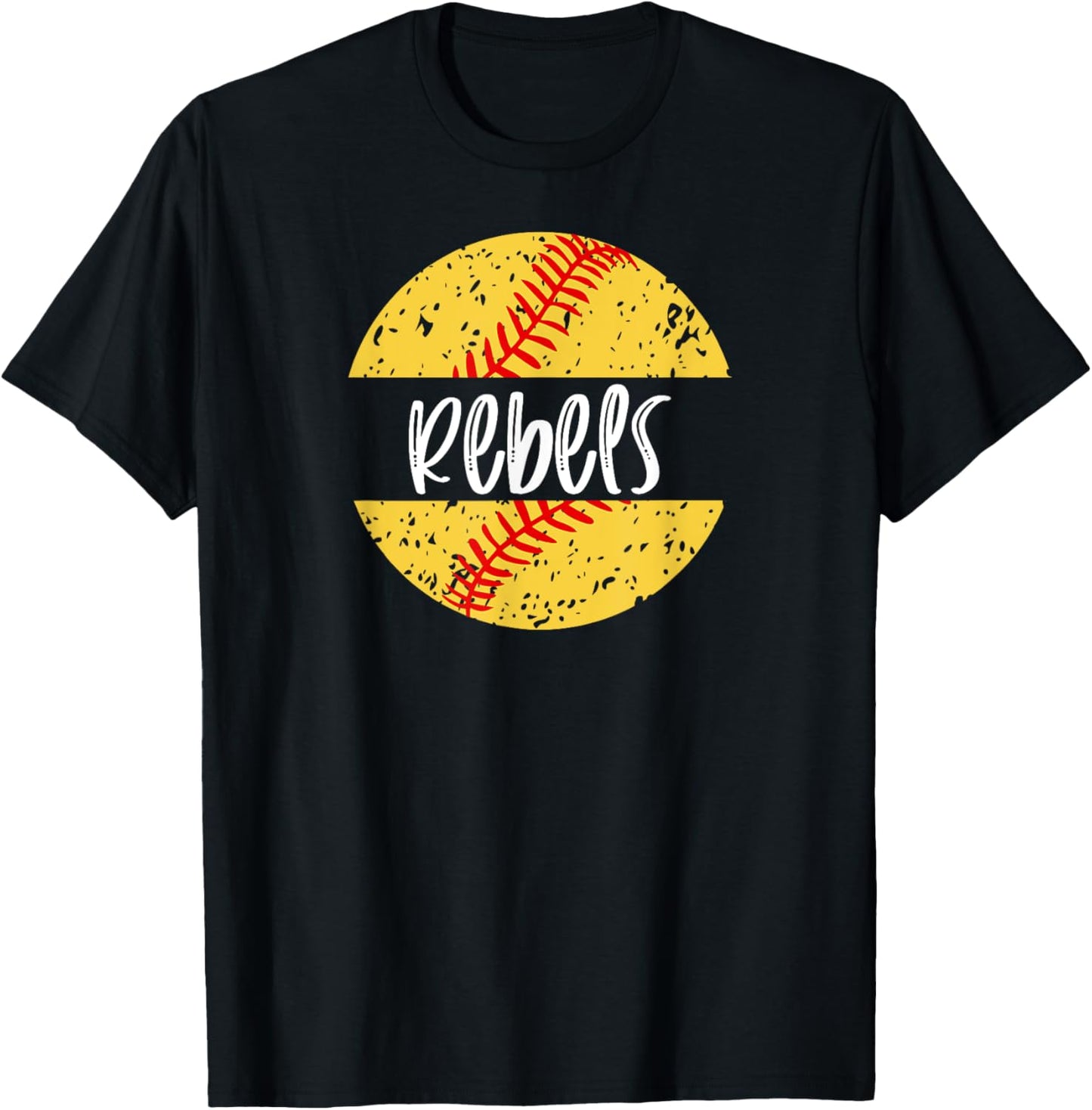 Rebels Softball Team Mascot School Spirit Game Day T-Shirt - T-Shirt | Black