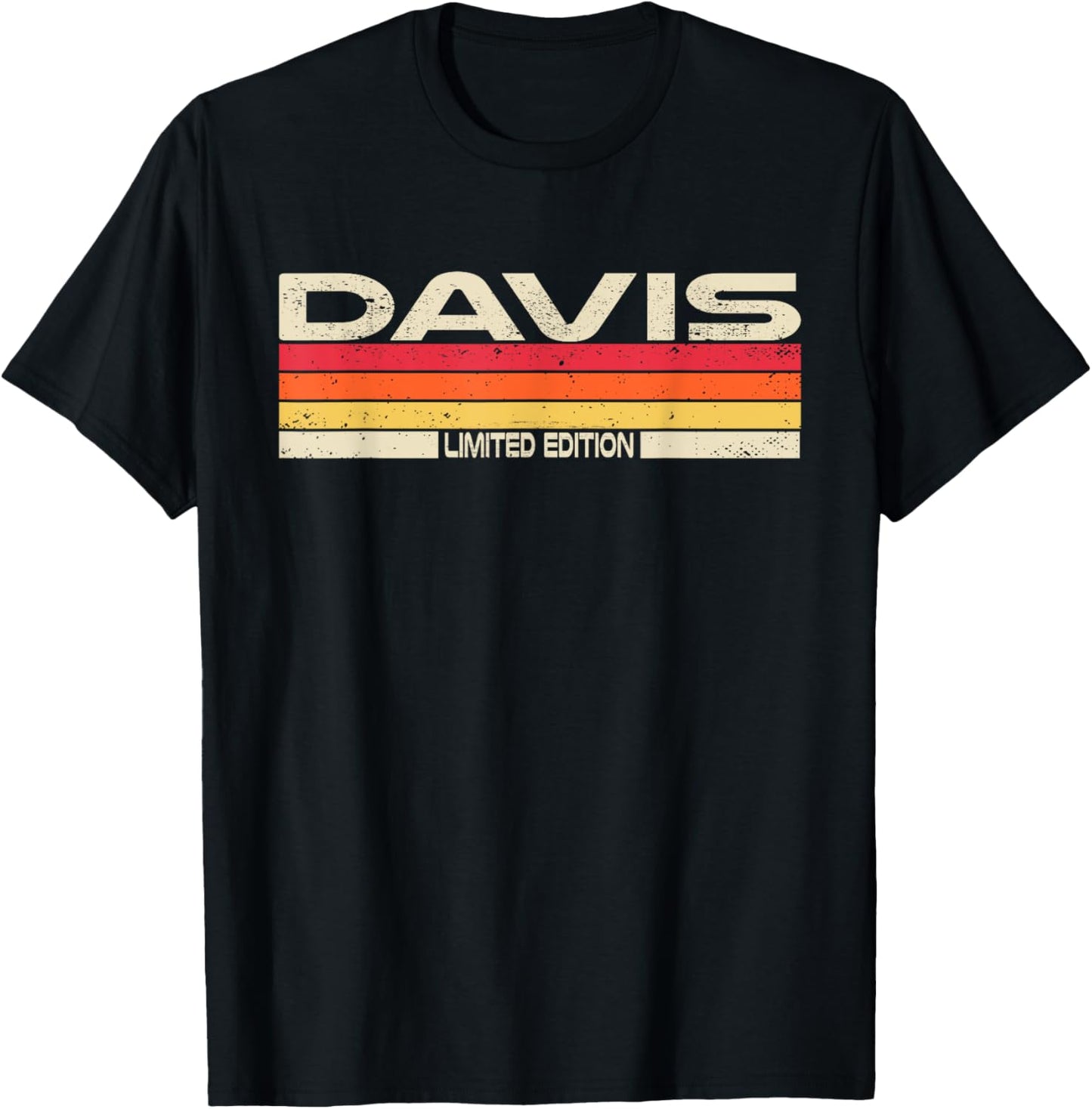 Davis Surname Birthday Family Reunion 80s 90s Sunset T-Shirt - T-Shirt | Black