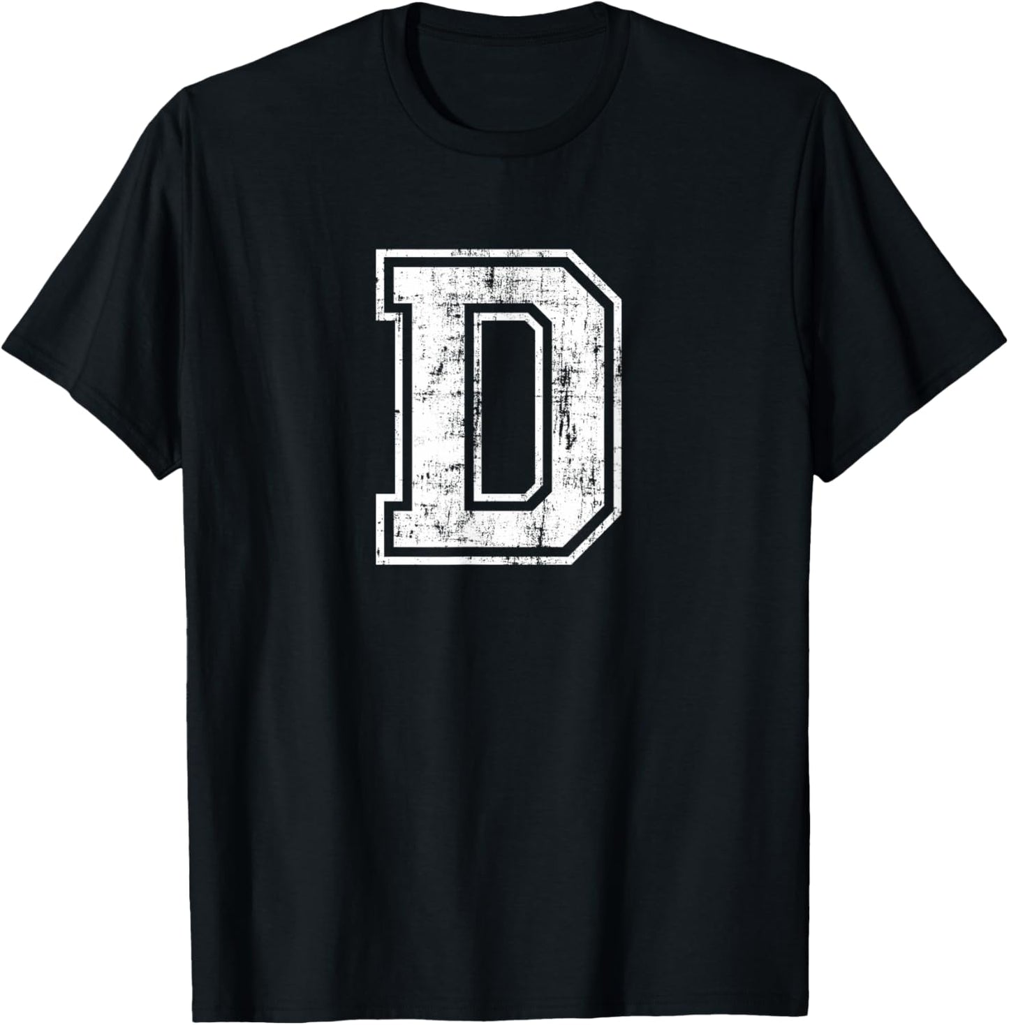Letter D Uppercase Alphabet Initial School College Varsity T-Shirt - T-Shirt | Black